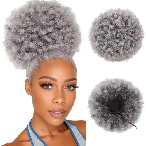 Miniatura 10 de AISI QUEENS Peluca de Cola de Caballo Afro con Cordón Rizada Crespa Rizada Peluca de Cola de Caballo con Clip para Mujeres Negras y Niños Sintética