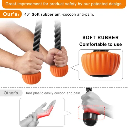 Miniatura 3 de SELEWARE Accesorios de máquinas de cable de barra recta giratoria para gimnasio, barra de tracción barra de presión con mango de goma Cuerda