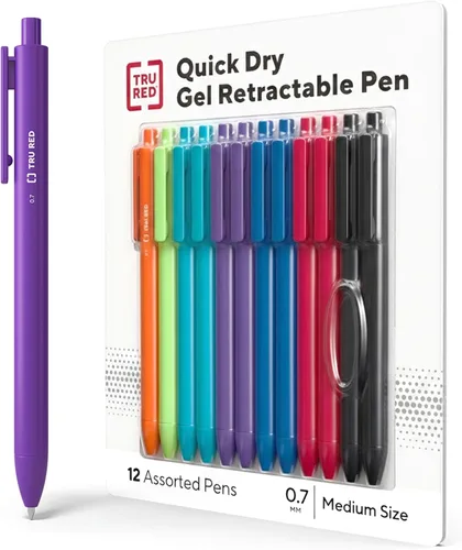 Miniatura 16 de TRU RED Bolígrafos de gel retráctiles, punta media de 0.028 in, tinta negra, paquete de 5 bolígrafos de secado rápido para notas sin manchas