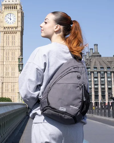 Miniatura 6 de WATERFLY - Mochila con eslinga, bandolera pequeña, mochila al hombro, cruzada, para hombres y mujeres, para viajes, ciclismo, senderismo, mochila