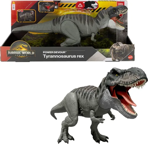 Mattel JCH02 Jurassic World Rebirth Power Devour Tyrannosaurus Rex Figura de dinosaurio