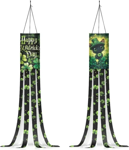 Miniatura 19 de Binienty 4th of July Winsock Patriotic Outdoor Decor Wind Socks Hanging Flag Welcome Home Decoration Party Yard Hanging Windsock, 2 Pcs Set Decor