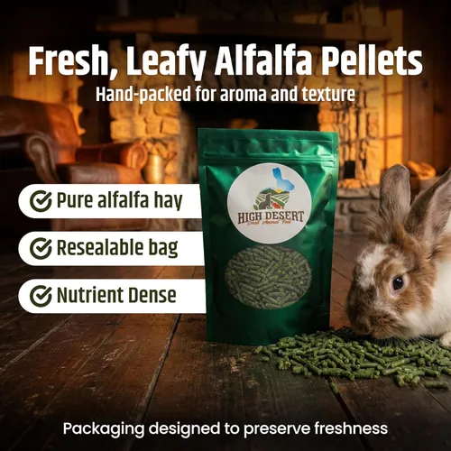 Miniatura 6 de High Desert Delight - Pellets de alfalfa, ricos en proteínas, alimento para animales pequeños para conejos jóvenes, cobayas y mascotas pequeñas