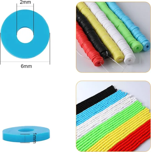 Miniatura 2 de Augshy 2100 cuentas de arcilla blanca coloridas redondas hechas a mano Heishi para hacer pulseras Heishi, cuentas planas, cuentas de arcilla