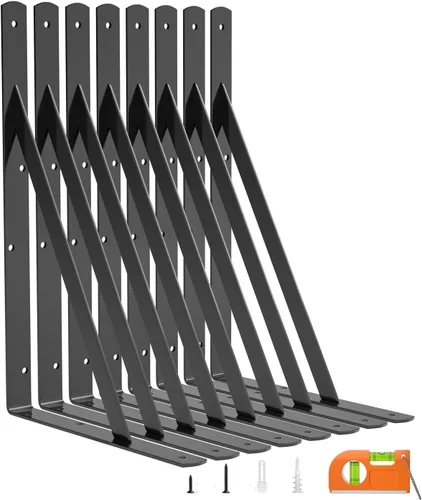 Miniatura 10 de LuckIn Paquete de 12 soportes de estante resistentes, soportes de estante de pared de 10 pulgadas para estantes flotantes de 10 y 12 pulgadas