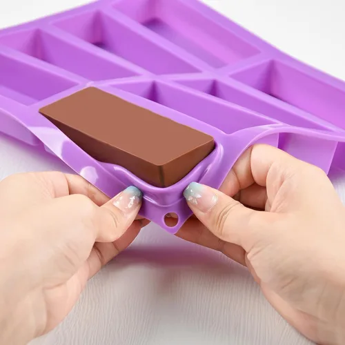 Miniatura 6 de Molde de silicona rectangular grande, 2 unidades de barra de granola de 8 cavidades, moldes de barra de cereales para hornear para barra energética