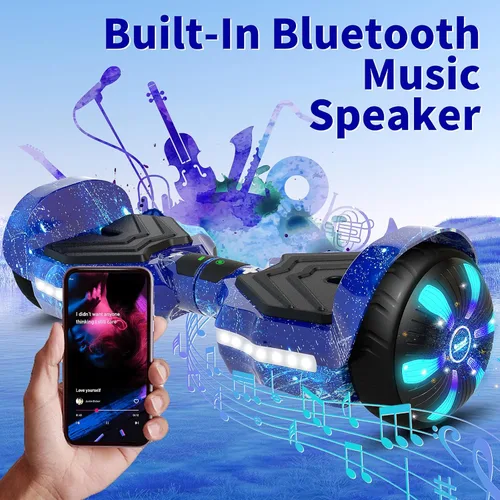 Miniatura 2 de SIMATE Aeropatineta con combinación de accesorios de asiento, 6.5 pulgadas, autoequilibrante, con altavoces Bluetooth y luces LED para niños
