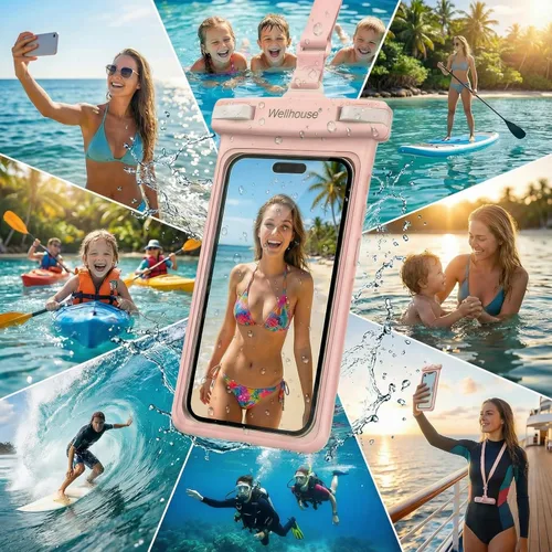 Miniatura 7 de wellhouse Bolsa impermeable para teléfono, funda impermeable para teléfono para iPhone 16, 15, 14, 13, 12 Pro Max, XS, Samsung, IPX8 Bolsa seca