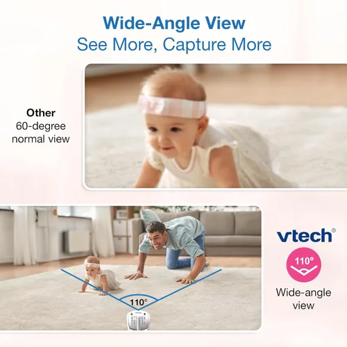 Miniatura 11 de VTech Monitor de bebé WiFi inteligente de 2 cámaras con cámara FHD de 1080p y pantalla IPS HD de 5", aplicación gratuita con video de detección