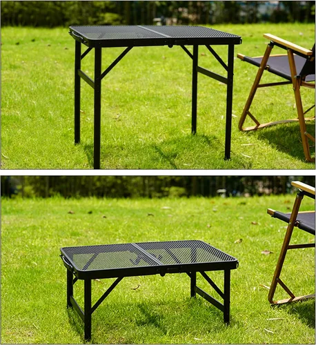 Miniatura 3 de Mesa plegable pequeña para camping, picnic, parrilla, mesa auxiliar de barbacoa de jardín, portátil, ligera, compacta, altura ajustable, mesa