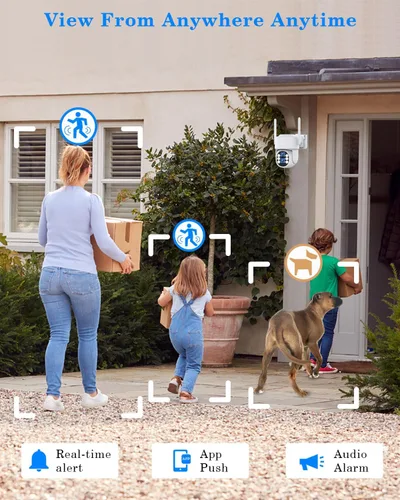 Miniatura 6 de Sistema de cámara de seguridad inalámbrica para exteriores para el hogar, ZHXINSD Juego de 4 cámaras con lente dual 6MP 10X Zoom híbrido 360°