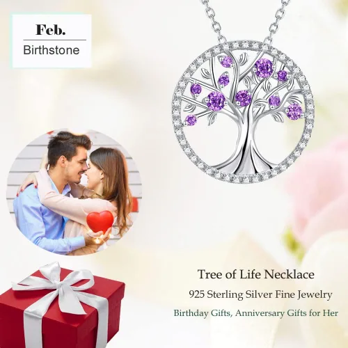 Miniatura 2 de Collar de árbol de la vida para mujer, collar de perlas esmeralda piedras natales de mayo, junio, para esposa, mamá, regalos de cumpleaños