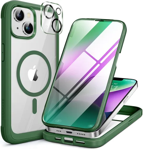 Miniatura 184 de Miracase Funda para iPhone 13 de 6.1 pulgadas, [sin burbujas] funda de teléfono de cuerpo completo con pantalla de vidrio completa integrada, sin