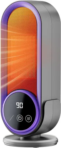 Calentador de espacio, calefacción rápida de cerámica PTC, 1200 W, calentador portátil de eficiencia energética con termostato ajustable, control