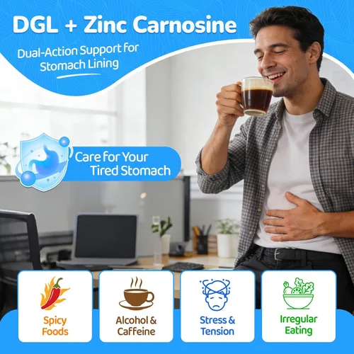 Miniatura 2 de DGL y gomitas de carnosina de zinc, apoyan el malestar estomacal ocasional y la comodidad digestiva, extracto de regaliz deglicirrizinado 10:1
