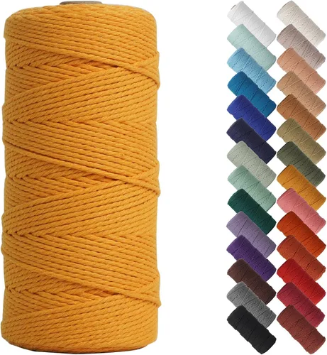 Miniatura 22 de Cordón de macramé de 1/8 pulgadas 220 yardas (200 metros) suministros naturales de macramé, hilo de macramé, cuerda de algodón de color, cuerda