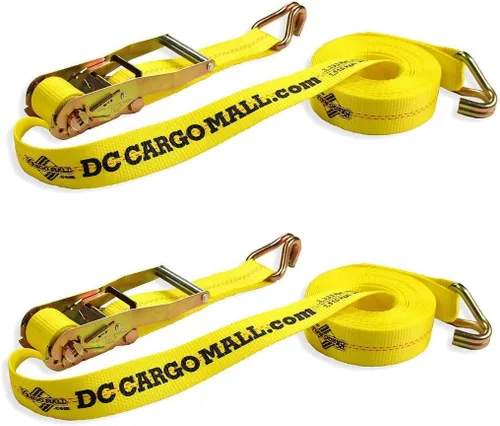 Miniatura 9 de DC - Correas de trinquete de amarre de carga con ganchos en J, (paquete de 2) correas de trinquete resistentes de 2 pulgadas x 27 pies, extremos