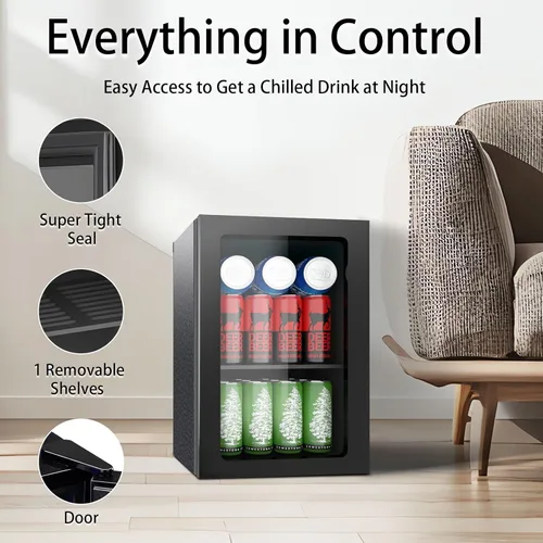 Miniatura 2 de Mini Refrigerador Compacto de 24 Latas/0.9 Pies Cúbicos para Refrescos, Bebidas, Cerveza o Vino, Pequeño Refrigerador Enfriador de Bebidas Portátil