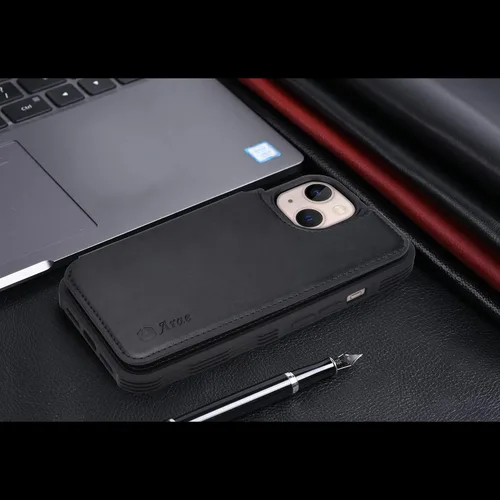 Miniatura 7 de Arae Funda para iPhone 13 con tarjetero - Funda tipo cartera con bolsillos para tarjetas de piel sintética con tapa trasera para iPhone 13 de 6.1