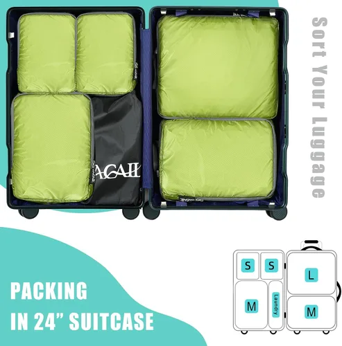 Miniatura 26 de BAGAIL 4 Set/6 Set Ultraligero Compresión Embalaje Cubos Organizador de Embalaje para Accesorios de Viaje Equipaje Maleta Mochila