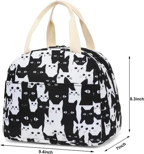 Miniatura 6 de Bolsa de almuerzo para gatos para mujeres y niñas, bolsas de almuerzo aisladas, lonchera reutilizable para niños y adultos, escuela, trabajo, picnic