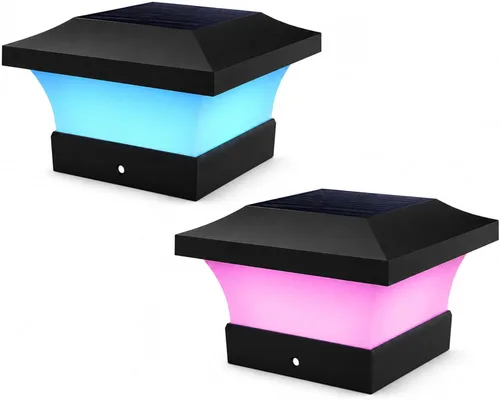 Miniatura 15 de T-SUN - Luces solares de poste, luces impermeables al aire libre para postes de madera de 4 x 4, iluminación LED blanca de 6000K, para cubierta