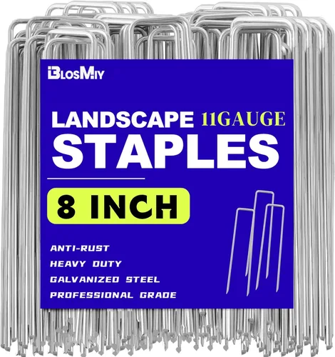 Miniatura 9 de Grapas para Paisajismo de 6 pulgadas, Grapas para Césped Galvanizadas Calibre 11, Estacas de Jardín Resistentes para Asegurar sin Esfuerzo Tela