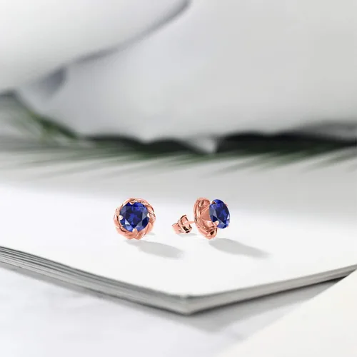 Miniatura 73 de Gem Stone King Aretes de plata de ley 925 de 0.236 in con piedra natal redonda para mujer