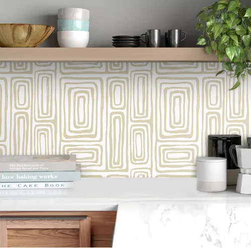 Miniatura 7 de GloryTik Papel Tapiz Despegar y Pegar Bohemio Moderno Beige Papel de Contacto Despegar y Pegar Papel de Pared Removible Autoadhesivo Geométrico