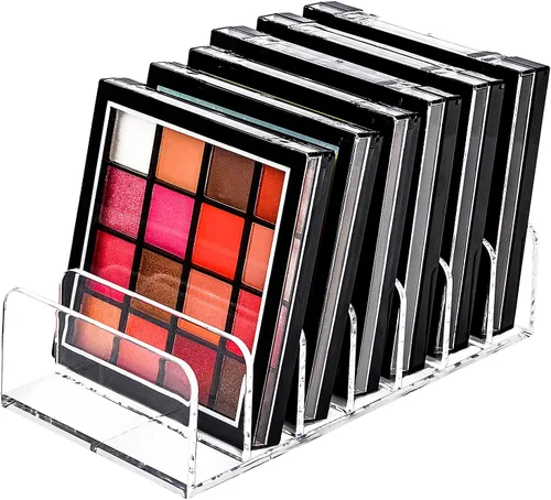 JessLab Paleta de sombra de ojos, organizador de maquillaje acrílico de 7 secciones divididas, organizadores de maquillaje y almacenamiento para