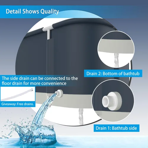 Miniatura 7 de Bañera portátil para cabina de ducha, grande de 47 pulgadas plegable para adultos, baño familiar separado, bañera plegable japonesa, ideal para baño
