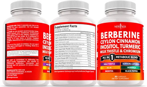 Miniatura 7 de Suplemento de berberina y canela de Ceilán - Melón amargo, glucomanano, Gymnema Sylvestre, cromo, moringa, cardo mariano, cúrcuma, pastillas