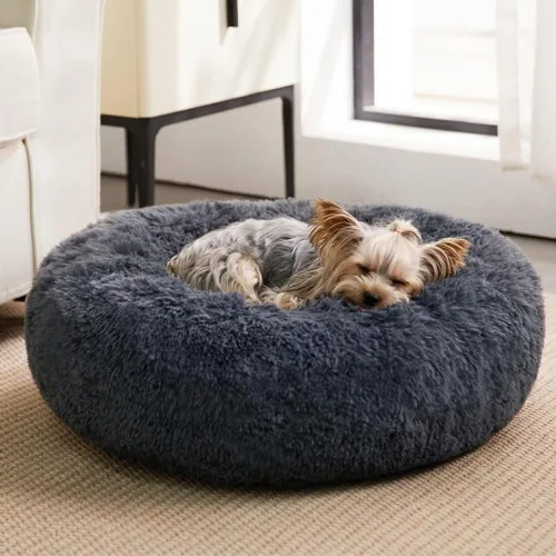 Miniatura 15 de WNPETHOME Cama Calmante para Perros Cama para Gatos Dona, Cama de Mascotas de Piel Sintética Auto-Calentable Dona Abrazadora, Cómodas Camas Redondas