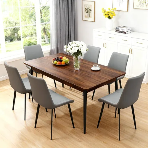 Miniatura 16 de Juego de 2 sillas de comedor modernas, sillas de comedor de cuero PU, sillas de cocina tapizadas con respaldo ergonómico y patas de metal