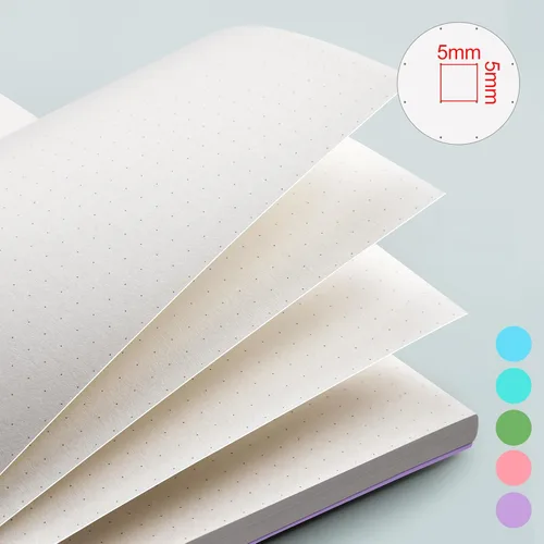 Miniatura 2 de EMSHOI Cuaderno de espiral A4, diario punteado de viñetas, 11.2" X 8.27", 300 páginas/150 hojas, papel de cuadrícula de puntos de 100gsm, tapa