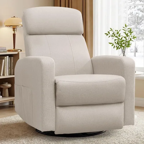 Korser Sillas reclinables eléctricas giratorias para adultos, mecedora eléctrica para guardería, silla reclinable con bolsillo lateral clasificado,