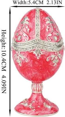 Miniatura 3 de QIFU QIFU3388-SP - Caja de baratijas esmaltada estilo huevo de Pascua rosa pintado a mano, regalo único para la familia (QIFU3388-SP)