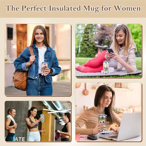 Miniatura 6 de Vaso de café personalizado de acero inoxidable, botella de agua personalizada de 20 onzas, vasos aislados con tapas y pajitas, imagen de logotipo