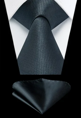 Miniatura 282 de HISDERN Conjunto de corbata a cuadros a cuadros pañuelo tejido clásico formal para hombre corbata y bolsillo cuadrado