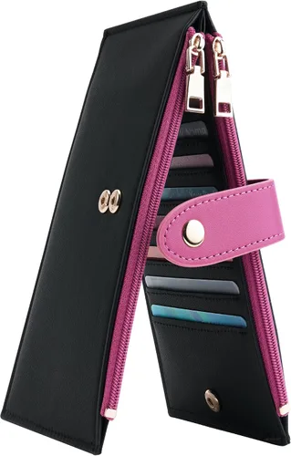 Miniatura 15 de Travelambo Billeteras de cuero para mujer, delgada, con bloqueo RFID, billetera plegable para tarjetas de crédito, Marrón beige
