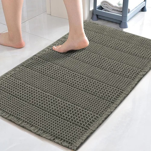 Miniatura 10 de H.VERSAILTEX Alfombra de baño de goma eva súper absorbente, alfombras de baño antideslizantes para piso de baño, alfombras de baño lavables a Crema