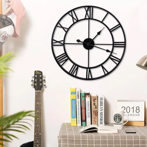Miniatura 3 de Relojes de pared grandes sin tictac, silenciosos, de 30 pulgadas, funciona con pilas, de gran tamaño, de metal, números romanos redondos, relojes