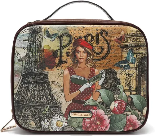 Miniatura 20 de Nicole Lee Juego de bolso cruzado de viaje con 3 bolsas de maquillaje con estampado de moda, organizador de artículos de tocador para mujer
