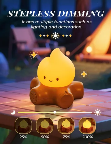 Miniatura 2 de 3 piezas Luz Nocturna de Fogata para Niños, Lindos Regalos de Lámpara de Fogata, Luces de Llama LED Iluminadas, Regulable, Luz Nocturna Recargable