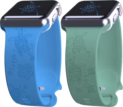 Miniatura 8 de 2 correas grabadas compatibles con Apple Watch Band 1.732 in 1.575 in 1.772 in, correa deportiva de silicona para mujeres y niñas, correa deportiva
