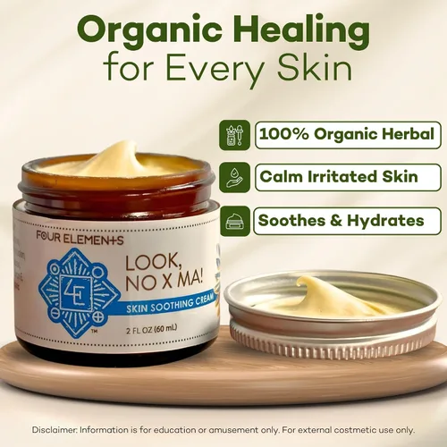 Miniatura 5 de Look NO X MA Crema calmante para la piel, 2 onzas, 100% orgánica, infusión de caléndula y manzanilla, crema hidratante para cuerpo y cara, hecha a