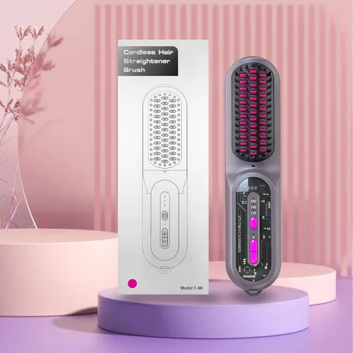 Cepillo alisador de pelo, cepillo portátil para mujeres, mini peine alisador para el cuidado del cabello de viaje, 9600 mAh recargable, peine