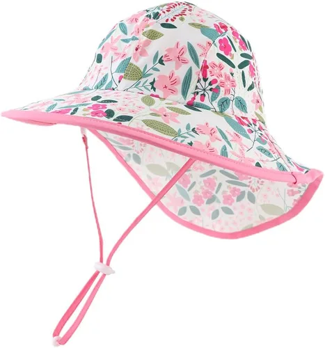Miniatura 11 de Sombrero de verano para niños pequeños con solapa para el cuello, impermeable, sombrero de natación para niños, protección UV, sombrero de playa
