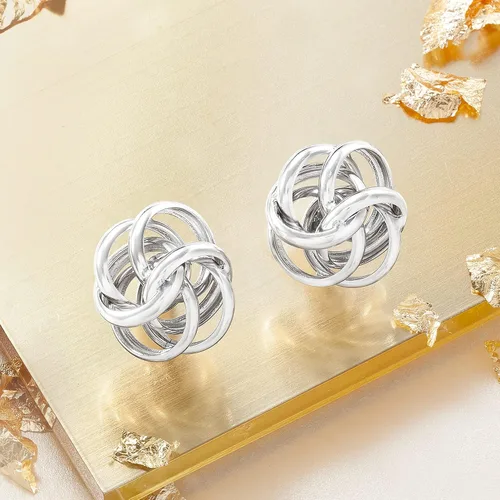 Miniatura 4 de Ross-Simons Pendientes de plata de ley italiana con nudo de amor, Plata de ley, no conocido