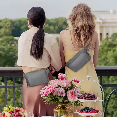 Miniatura 5 de Riñonera, bolsa para cinturón, correa ajustable ajustable de 40 pulgadas, para mujeres y hombres, Gris, Bolsa de cinturón